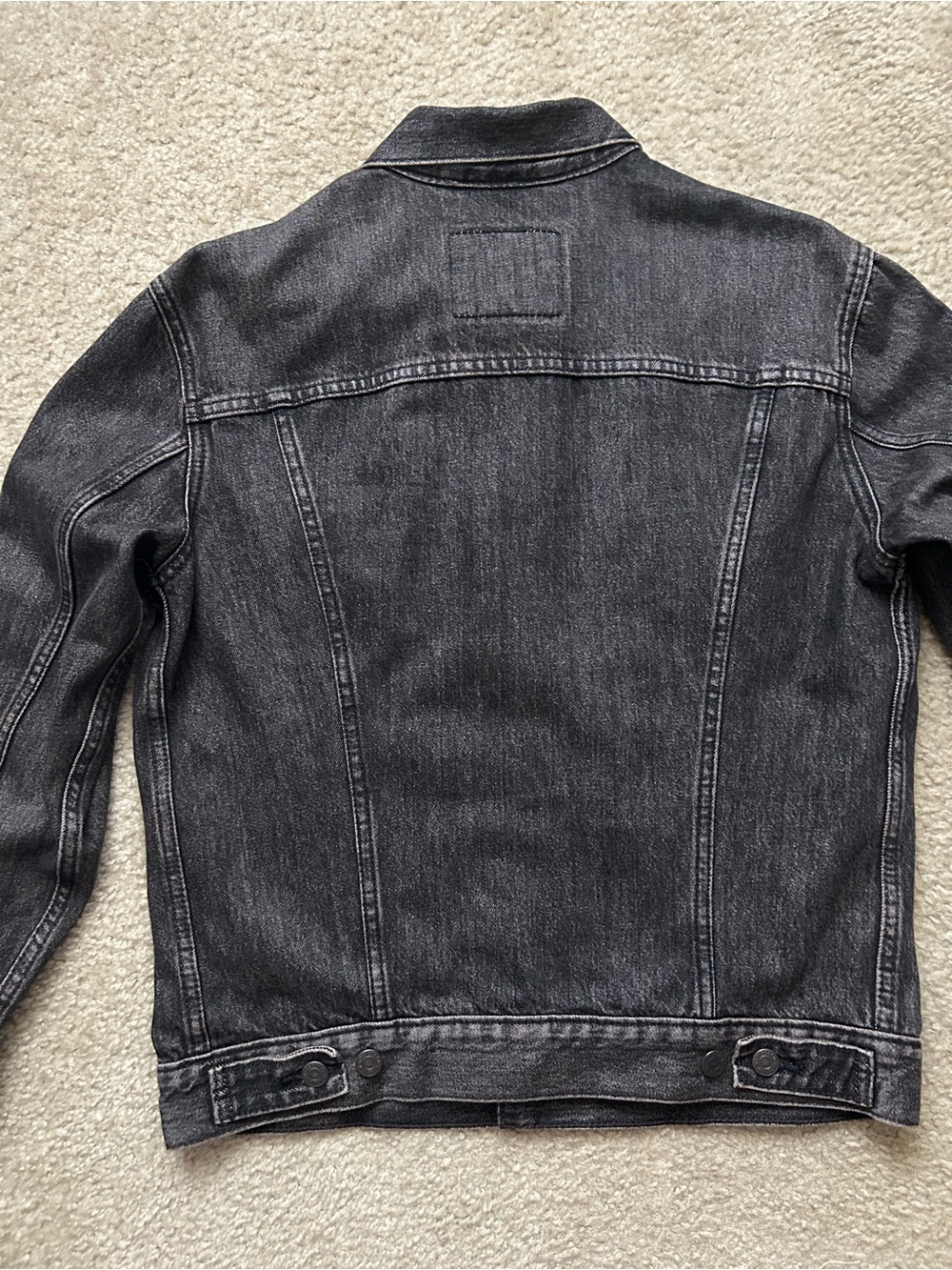 Levi’s Men’s Black Washed Denim Trucker Jacket Size S Button Front - Picture 6 of 14